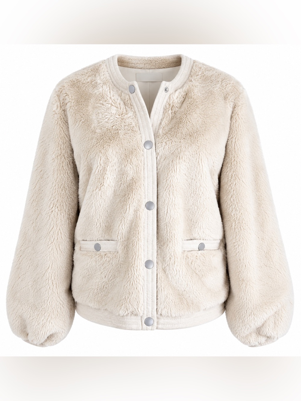Vero Moda Ivory Plush Starlet Faux Fur Teddy Jacket Size Medium NWT